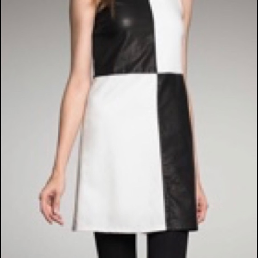 Alice + Olivia Mod Color Block Leather Shift Dress